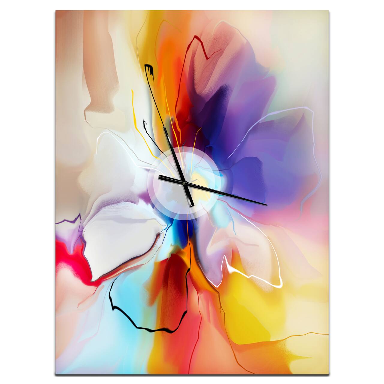 Designart 'Creative Flower In Multiple Colors Farmhouse Rectangular Wall Clock
